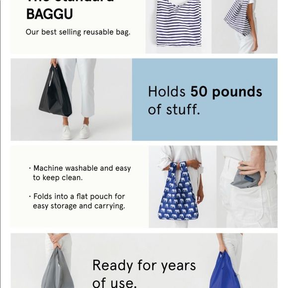 NWT BAGGU GRASS Standard Reusable Bag - Discontinued Pattern - Picture 5 of 5